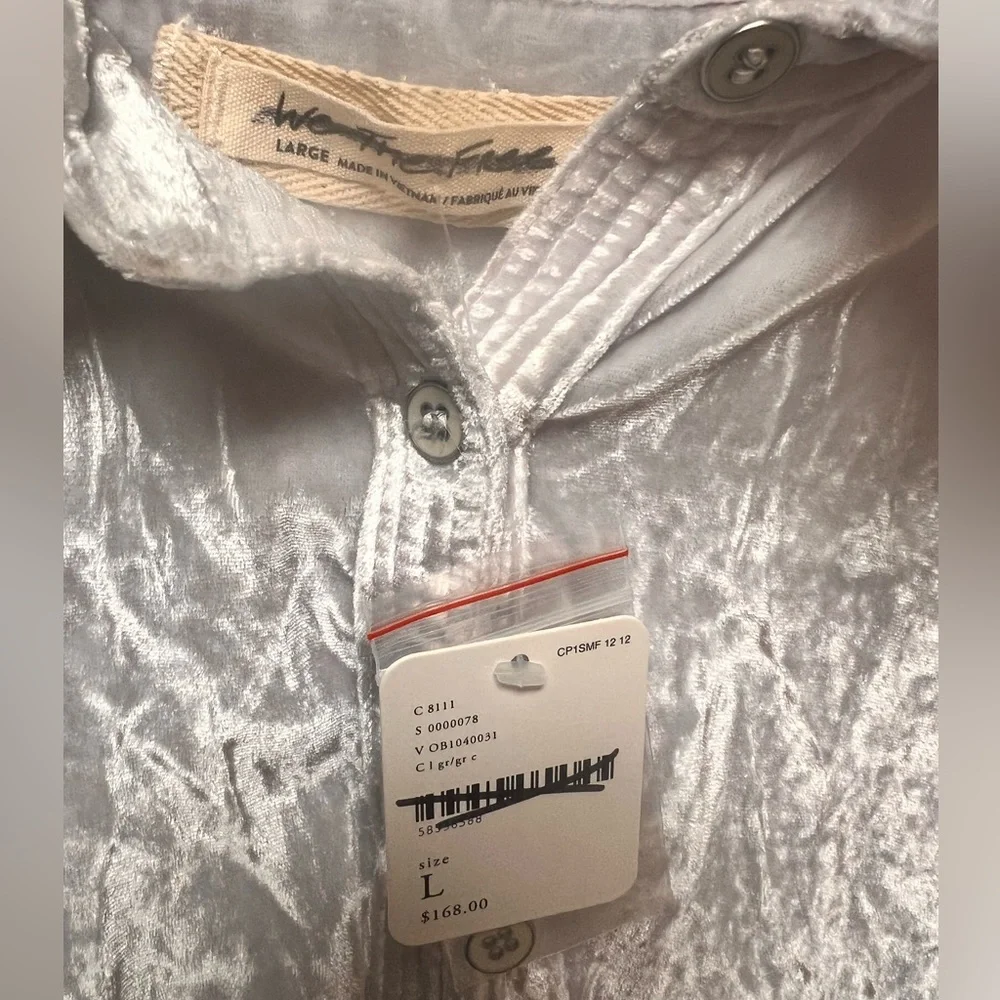 Free People We the Free Sorrento Velvet Maxi Top in Light Grey - Picture 7 of 7